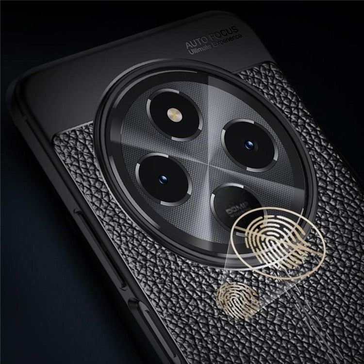 For Xiaomi Poco C75 4G / Redmi 14R 5G / 14C 4G Case Litchi Texture TPU Flexible Phone Cover, Black