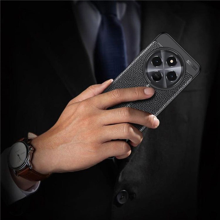 For Xiaomi Poco C75 4G / Redmi 14R 5G / 14C 4G Case Litchi Texture TPU Flexible Phone Cover, Black