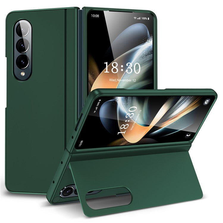 Bulk Purchasing For Samsung Galaxy Z Fold4 5G Case Shockproof PC+PU Kickstand Phone Cover - Green