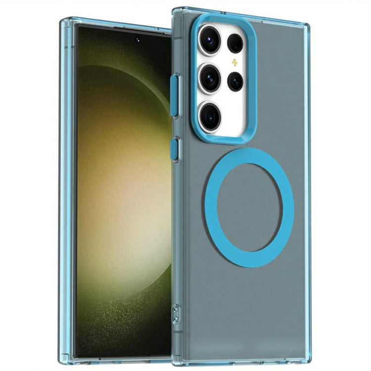 Candy Series For Samsung Galaxy S24 Ultra Case Compatible with MagSafe PC+TPU+PET Anti-Drop Phone Cover - Blue