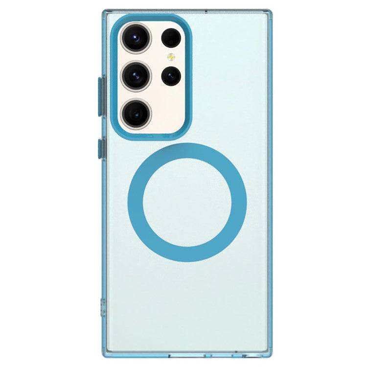 Candy Series For Samsung Galaxy S24 Ultra Case Compatible with MagSafe PC+TPU+PET Anti-Drop Phone Cover - Blue