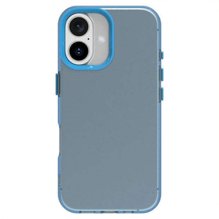 Candy Series For iPhone 16 Plus Case PC+TPU+PET Anti-Drop Phone Cover - Blue