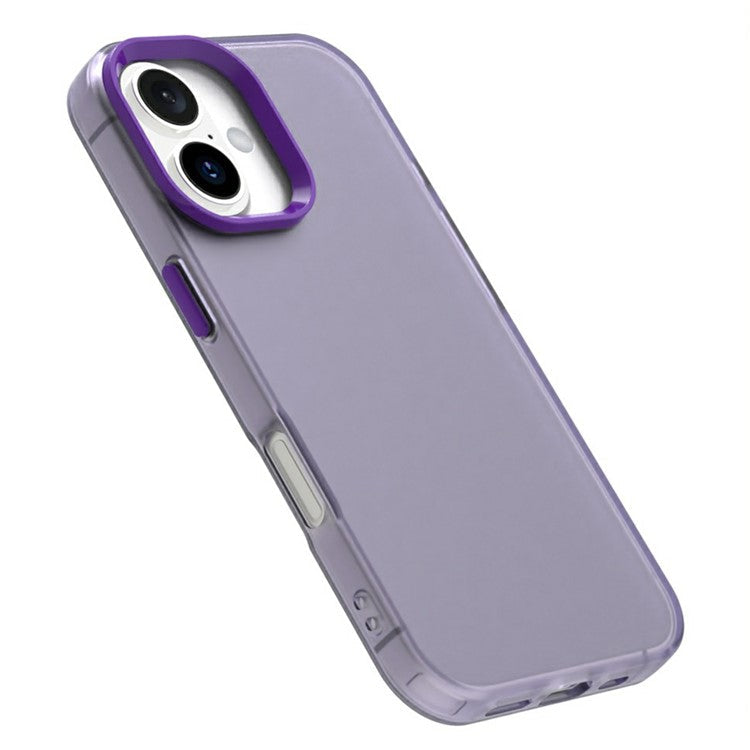Candy Series For iPhone 16 Plus Case PC+TPU+PET Anti-Drop Phone Cover - Purple
