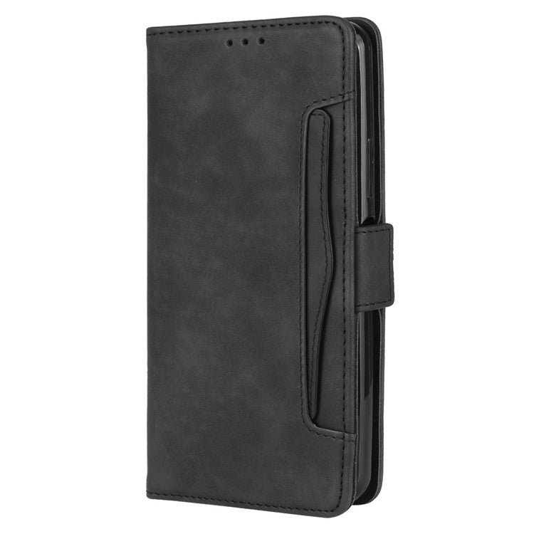 For Motorola Edge 30 Neo 5G PU Leather Multiple Card Slots Cover Side Magnetic Clasp Phone Stand Wallet Case - Black