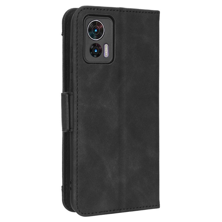 For Motorola Edge 30 Neo 5G PU Leather Multiple Card Slots Cover Side Magnetic Clasp Phone Stand Wallet Case - Black