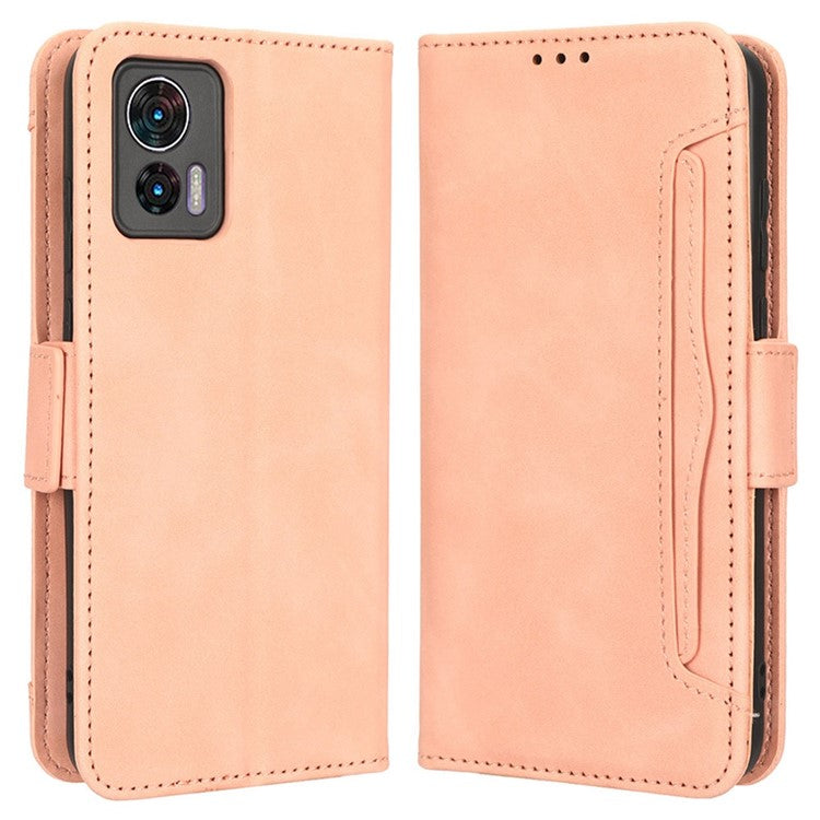For Motorola Edge 30 Neo 5G PU Leather Multiple Card Slots Cover Side Magnetic Clasp Phone Stand Wallet Case - Pink