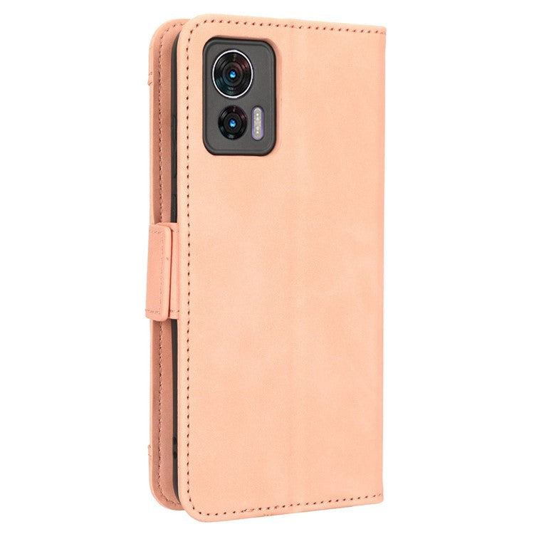 For Motorola Edge 30 Neo 5G PU Leather Multiple Card Slots Cover Side Magnetic Clasp Phone Stand Wallet Case - Pink