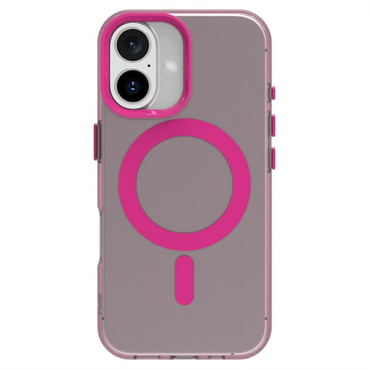 Candy Series For iPhone 16 Case Compatible with MagSafe PC+TPU+PET Anti-Drop Phone Cover - Red