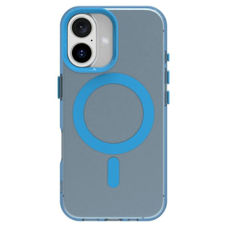 Candy Series For iPhone 16 Case Compatible with MagSafe PC+TPU+PET Anti-Drop Phone Cover - Blue