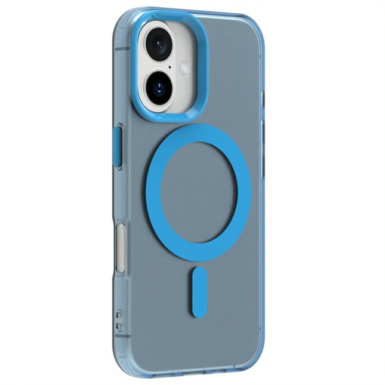 Candy Series For iPhone 16 Case Compatible with MagSafe PC+TPU+PET Anti-Drop Phone Cover - Blue