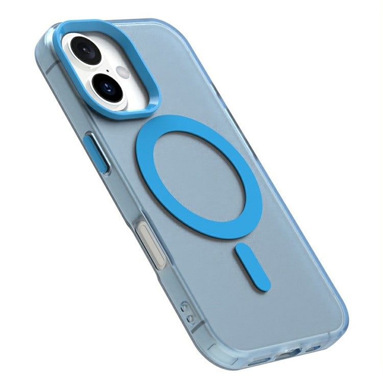 Candy Series For iPhone 16 Case Compatible with MagSafe PC+TPU+PET Anti-Drop Phone Cover - Blue