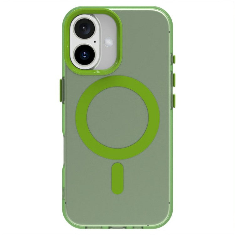 Candy Series For iPhone 16 Case Compatible with MagSafe PC+TPU+PET Anti-Drop Phone Cover - Green