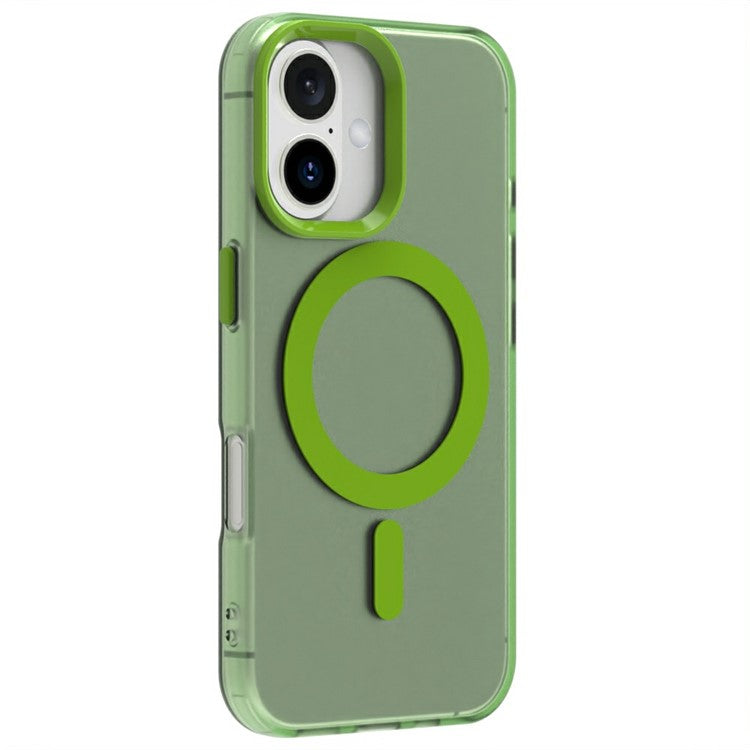 Candy Series For iPhone 16 Case Compatible with MagSafe PC+TPU+PET Anti-Drop Phone Cover - Green