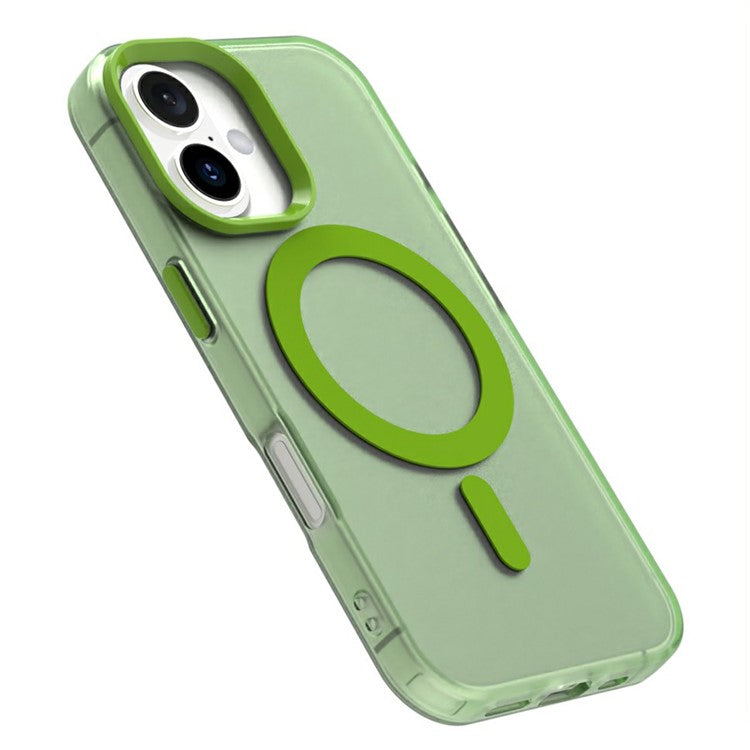 Candy Series For iPhone 16 Case Compatible with MagSafe PC+TPU+PET Anti-Drop Phone Cover - Green