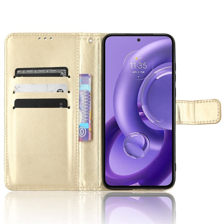 For Motorola Edge 30 Neo 5G Crazy Horse Texture PU Leather Anti-drop Case Stand Wallet Phone Protective Cover - Gold