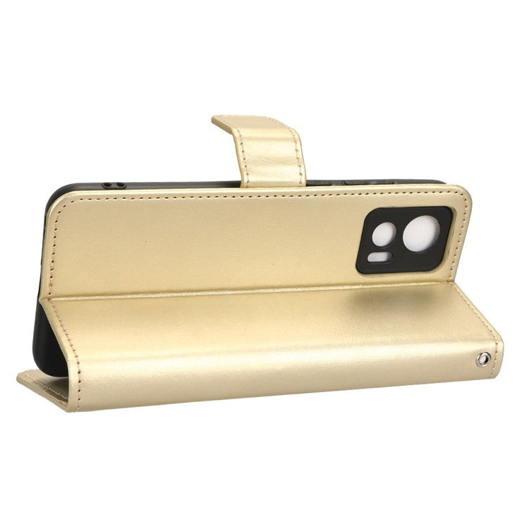 For Motorola Edge 30 Neo 5G Crazy Horse Texture PU Leather Anti-drop Case Stand Wallet Phone Protective Cover - Gold