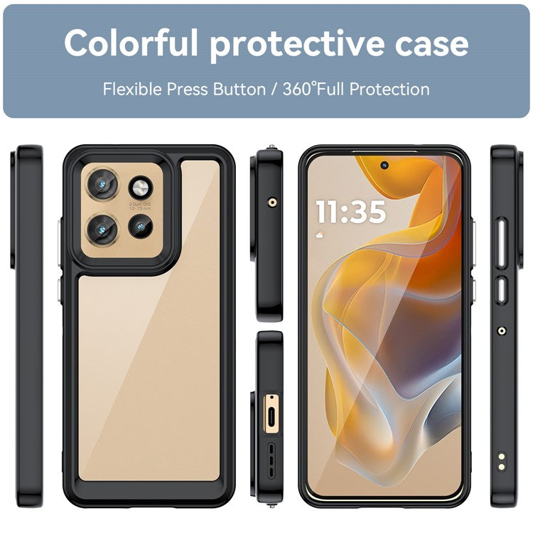 For Motorola Edge 50 Neo 5G / Moto S50 5G / Thinkphone 25 5G Case TPU +Acrylic Protective Clear Phone Cover - Black
