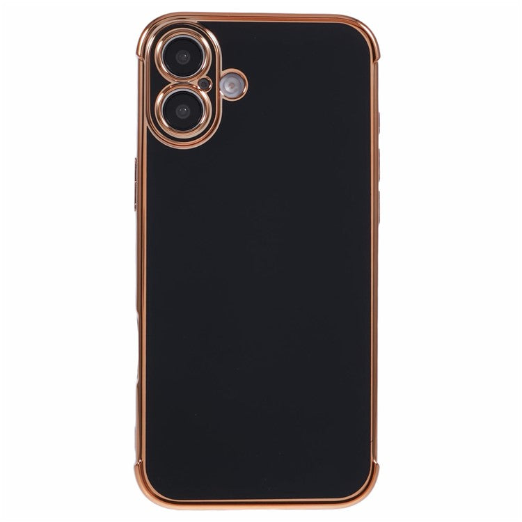 For iPhone 16 Case Electroplated Frame TPU Soft Phone Cover - Black