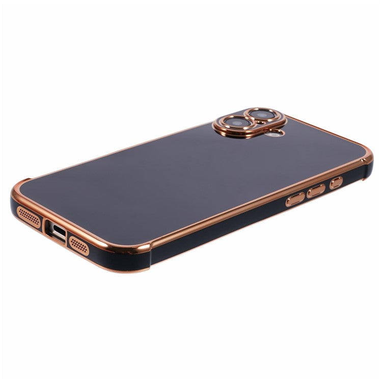 For iPhone 16 Case Electroplated Frame TPU Soft Phone Cover - Black