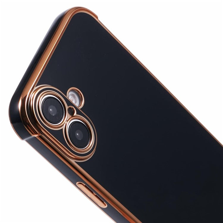 For iPhone 16 Case Electroplated Frame TPU Soft Phone Cover - Black