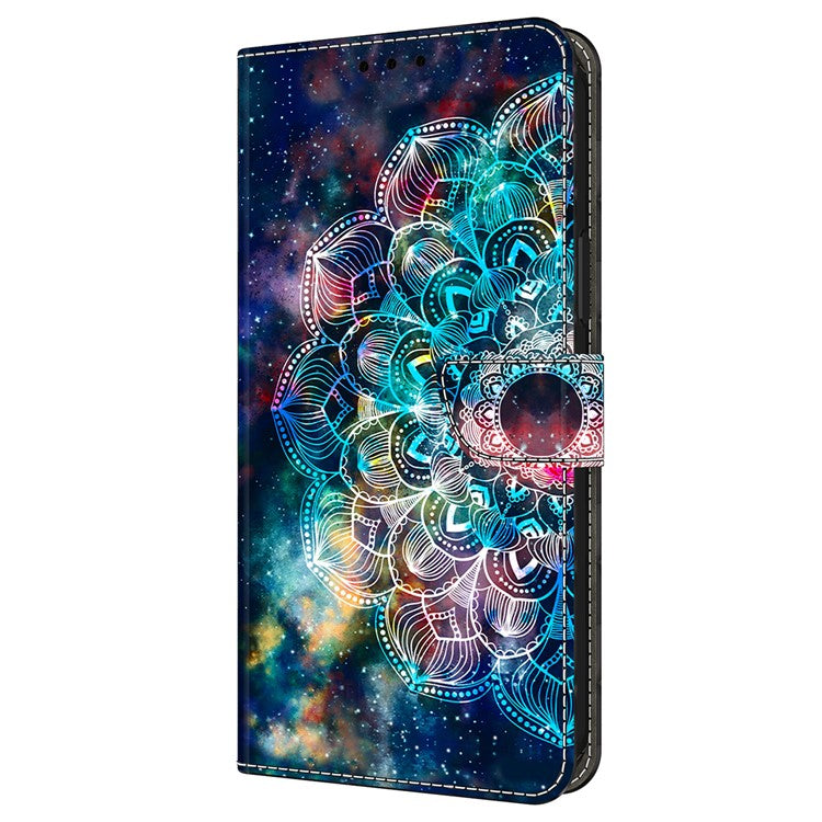 For Samsung Galaxy A54 5G Case Pattern Printed Protective Cover TPU+PU Leather Flip Phone Case - Gyro Flower