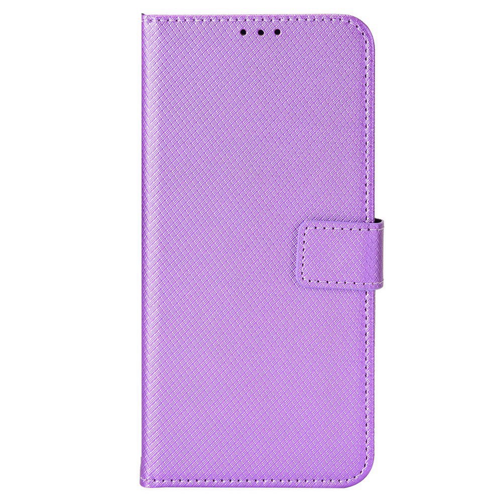 For vivo Y16 4G / Y02s 4G / Y35 5G / Y35m 5G / Y53t 5G / Y56 5G / iQOO Z7i / T2x (India) 5G Diamond Texture Phone Wallet Cover Folio Flip PU Leather+TPU Foldable Stand Case - Purple
