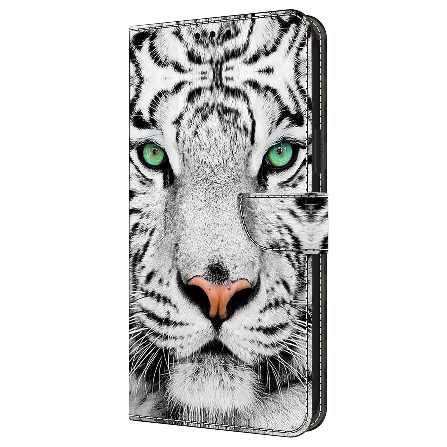 For Samsung Galaxy A16 5G / A16 4G Case Pattern Printed Protective Cover TPU+PU Leather Flip Phone Case - Tiger Face