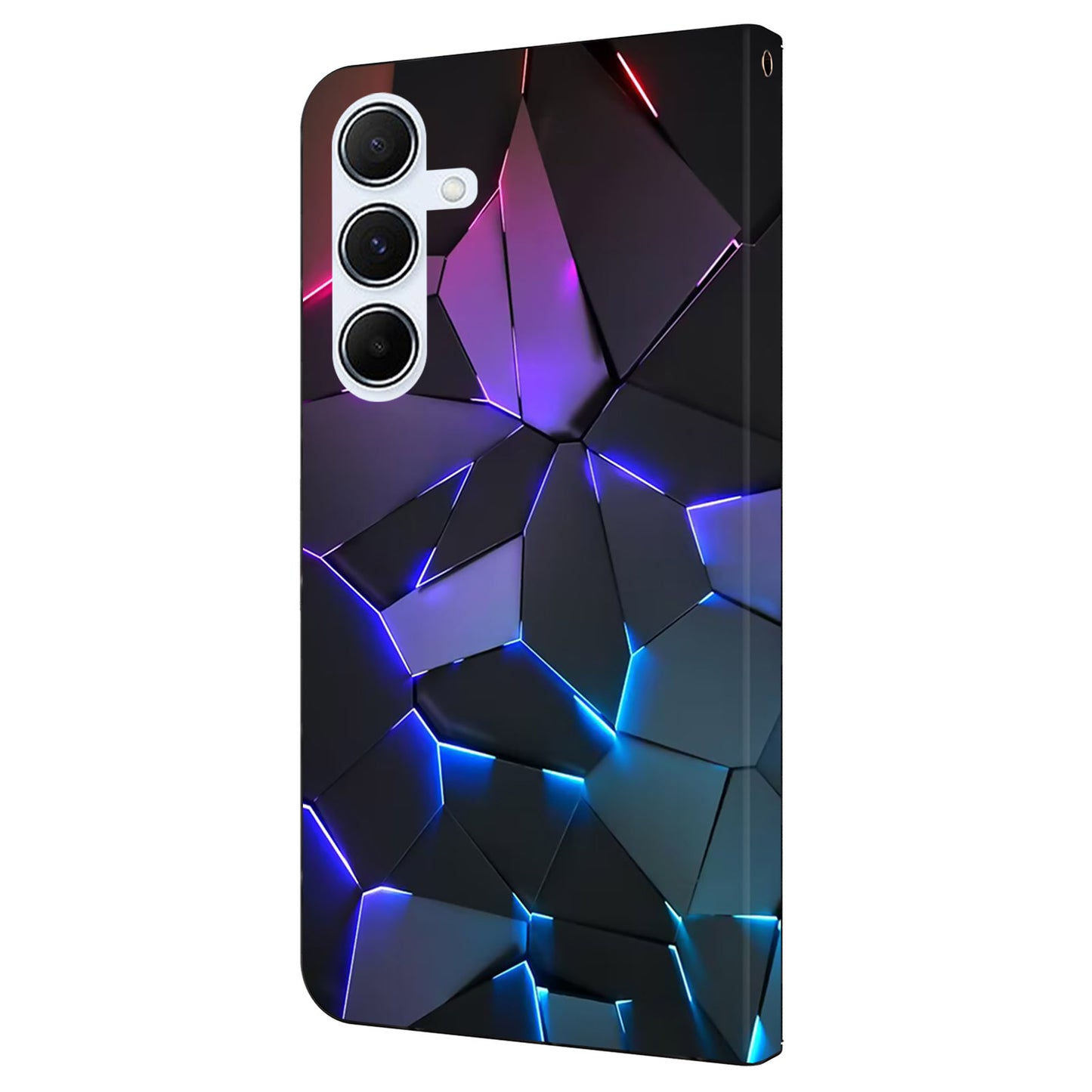 For Samsung Galaxy A16 5G / A16 4G Case Pattern Printed Protective Cover TPU+PU Leather Flip Phone Case - Blue Cracks