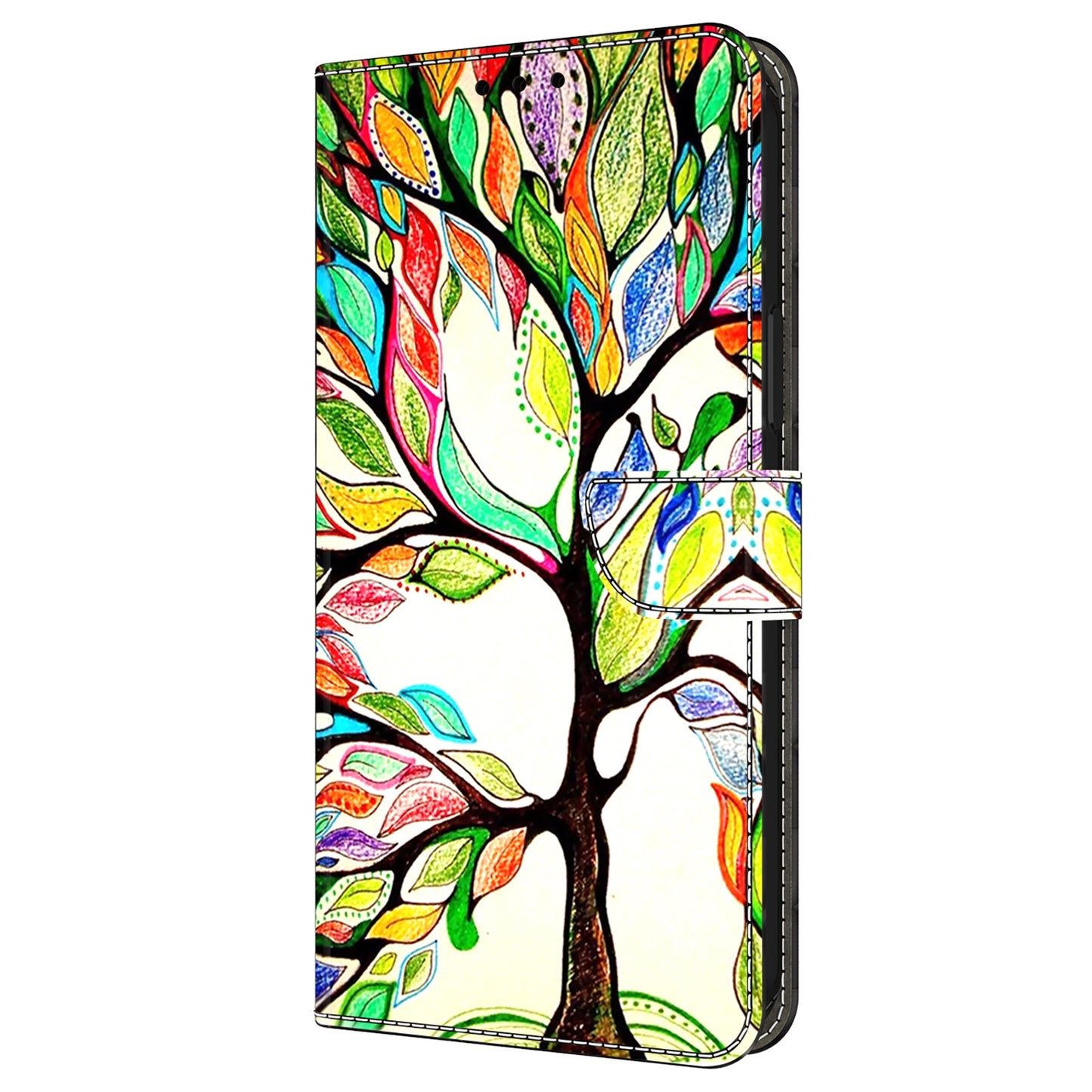 For Samsung Galaxy A16 5G / A16 4G Case Pattern Printed Protective Cover TPU+PU Leather Flip Phone Case - Tree