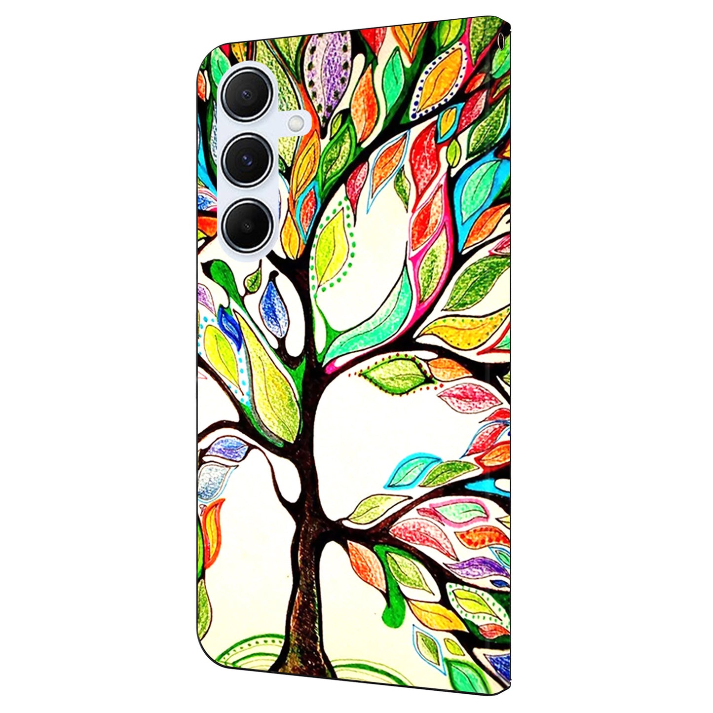 For Samsung Galaxy A16 5G / A16 4G Case Pattern Printed Protective Cover TPU+PU Leather Flip Phone Case - Tree