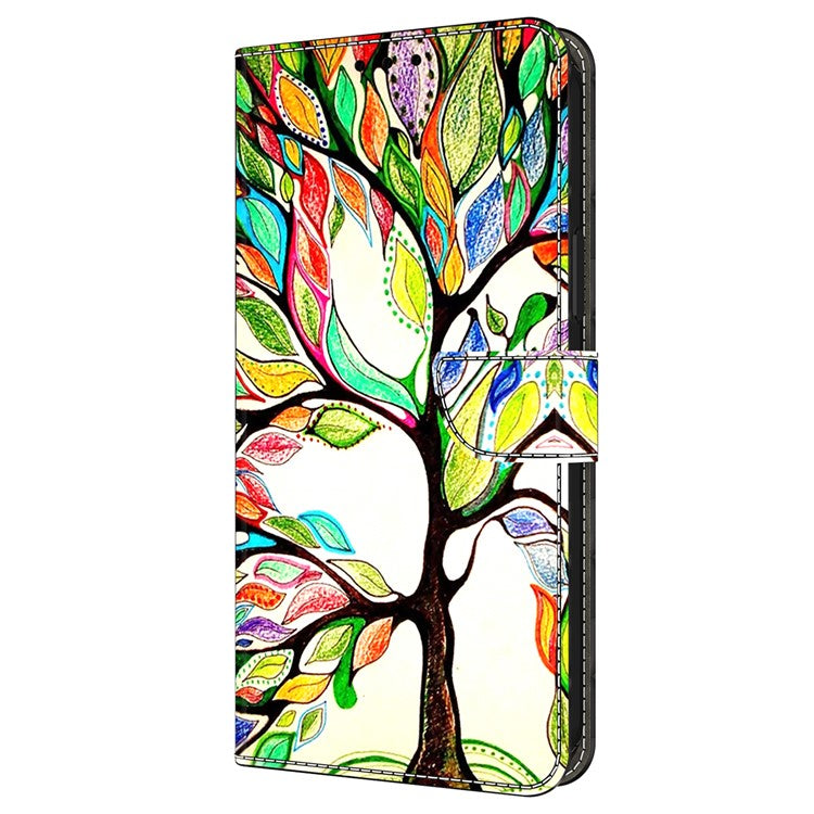 For Samsung Galaxy A34 5G Case Pattern Printed Protective Cover TPU+PU Leather Flip Phone Case - Tree
