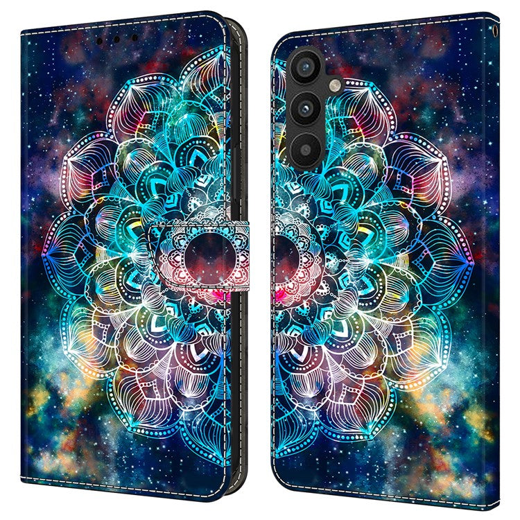 For Samsung Galaxy A34 5G Case Pattern Printed Protective Cover TPU+PU Leather Flip Phone Case - Gyro Flower