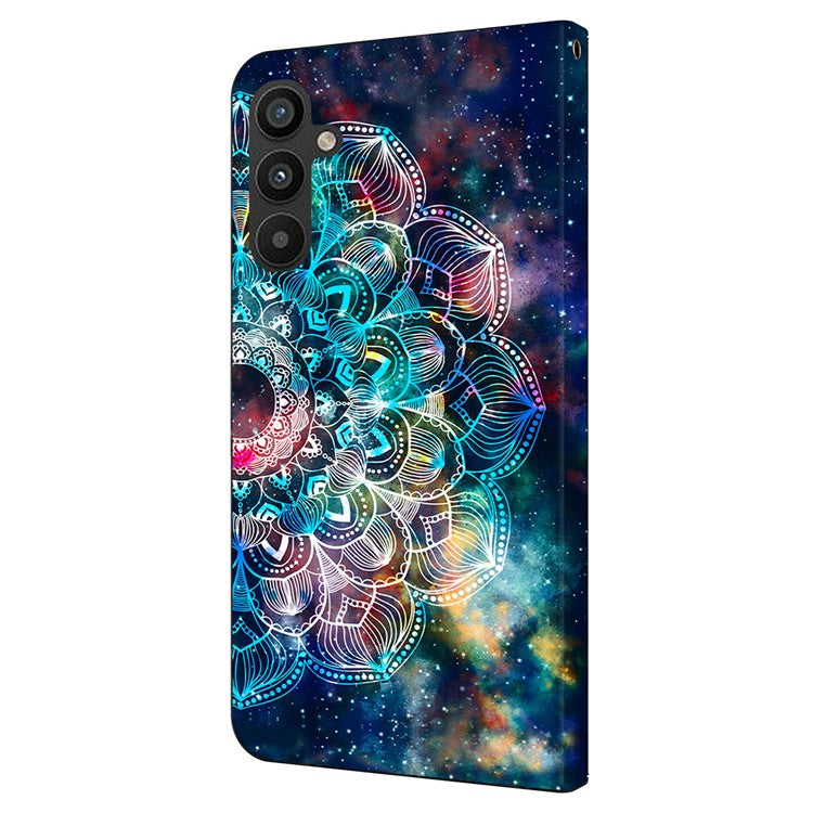 For Samsung Galaxy A34 5G Case Pattern Printed Protective Cover TPU+PU Leather Flip Phone Case - Gyro Flower
