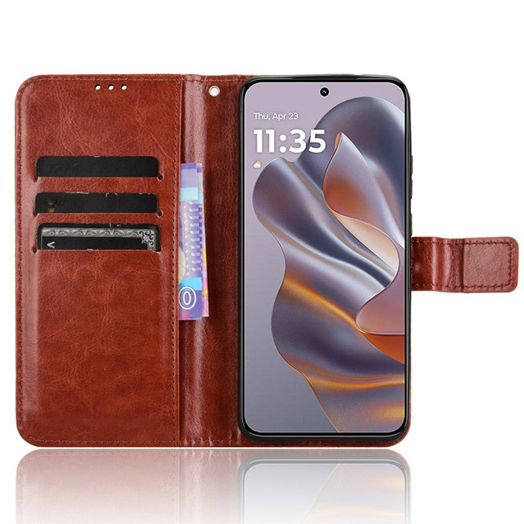 For Motorola Thinkphone 25 5G / Edge 50 Neo 5G / Moto S50 5G Case Crazy Horse Texture PU Leather Phone Wallet Cover - Brown