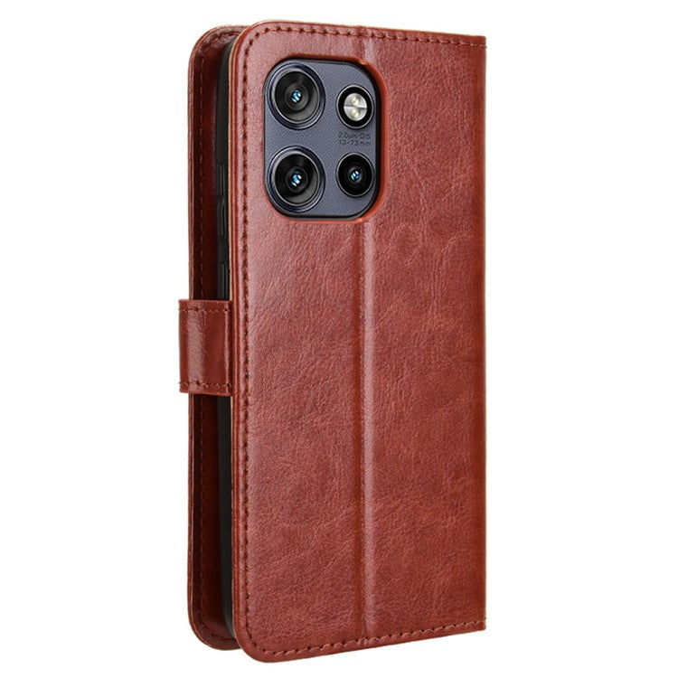 For Motorola Thinkphone 25 5G / Edge 50 Neo 5G / Moto S50 5G Case Crazy Horse Texture PU Leather Phone Wallet Cover - Brown