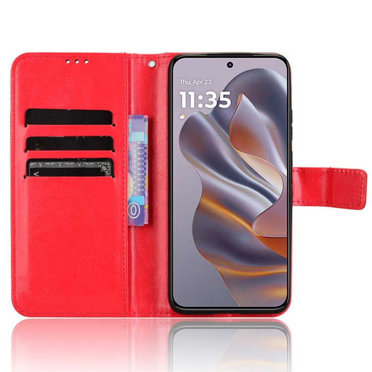 For Motorola Thinkphone 25 5G / Edge 50 Neo 5G / Moto S50 5G Case Crazy Horse Texture PU Leather Phone Wallet Cover - Red