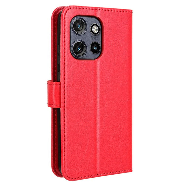 For Motorola Thinkphone 25 5G / Edge 50 Neo 5G / Moto S50 5G Case Crazy Horse Texture PU Leather Phone Wallet Cover - Red