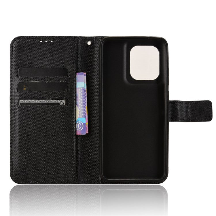 For Motorola Thinkphone 25 5G / Edge 50 Neo 5G / Moto S50 5G Case PU Leather Diamond Texture Wallet Phone Cover - Black