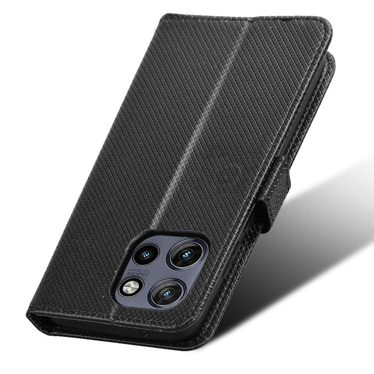 For Motorola Thinkphone 25 5G / Edge 50 Neo 5G / Moto S50 5G Case PU Leather Diamond Texture Wallet Phone Cover - Black