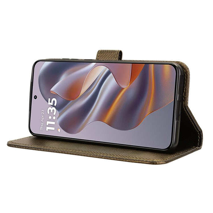 For Motorola Thinkphone 25 5G / Edge 50 Neo 5G / Moto S50 5G Case PU Leather Diamond Texture Wallet Phone Cover - Brown