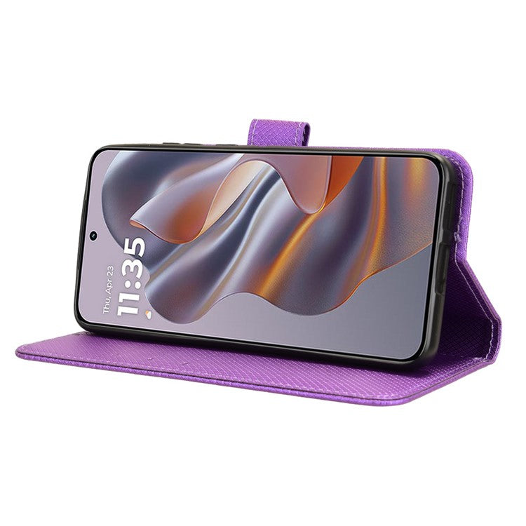 For Motorola Thinkphone 25 5G / Edge 50 Neo 5G / Moto S50 5G Case PU Leather Diamond Texture Wallet Phone Cover - Purple