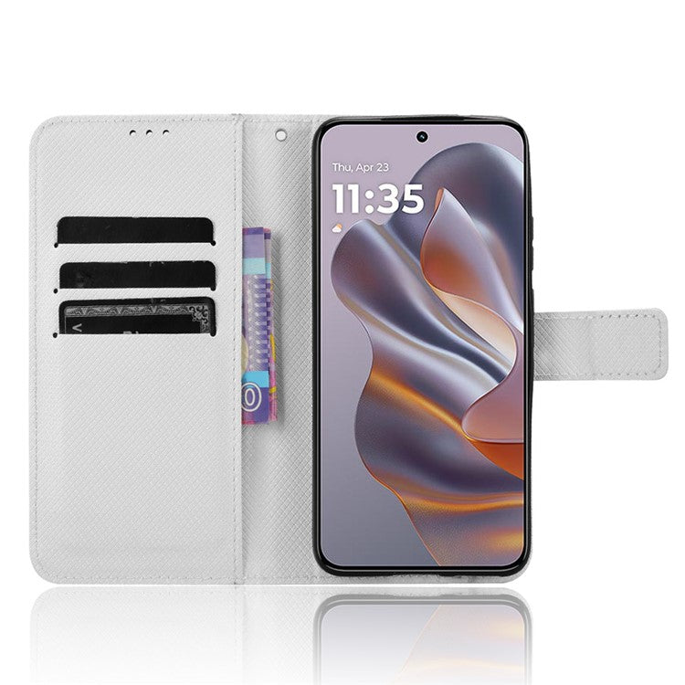 For Motorola Thinkphone 25 5G / Edge 50 Neo 5G / Moto S50 5G Case PU Leather Diamond Texture Wallet Phone Cover - White