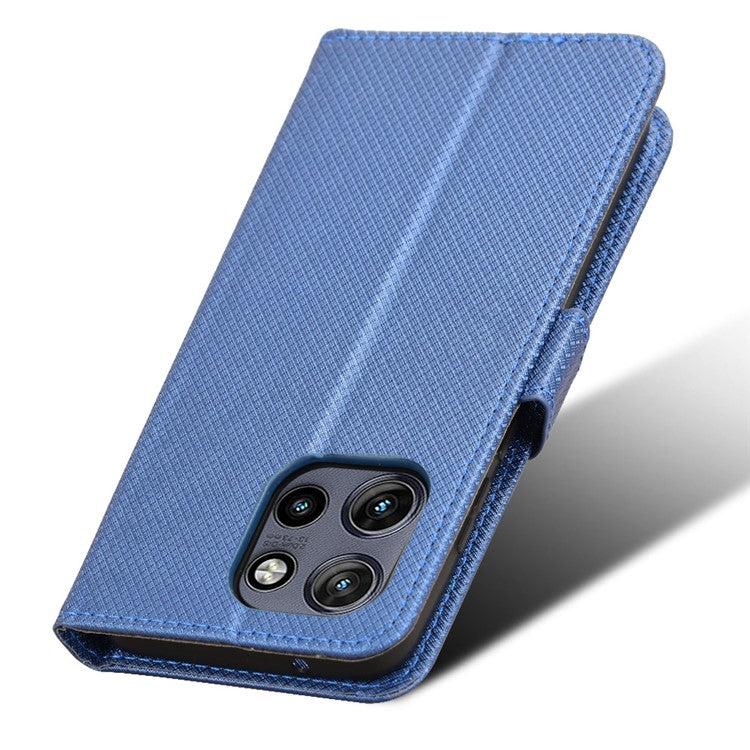 For Motorola Thinkphone 25 5G / Edge 50 Neo 5G / Moto S50 5G Case PU Leather Diamond Texture Wallet Phone Cover - Blue