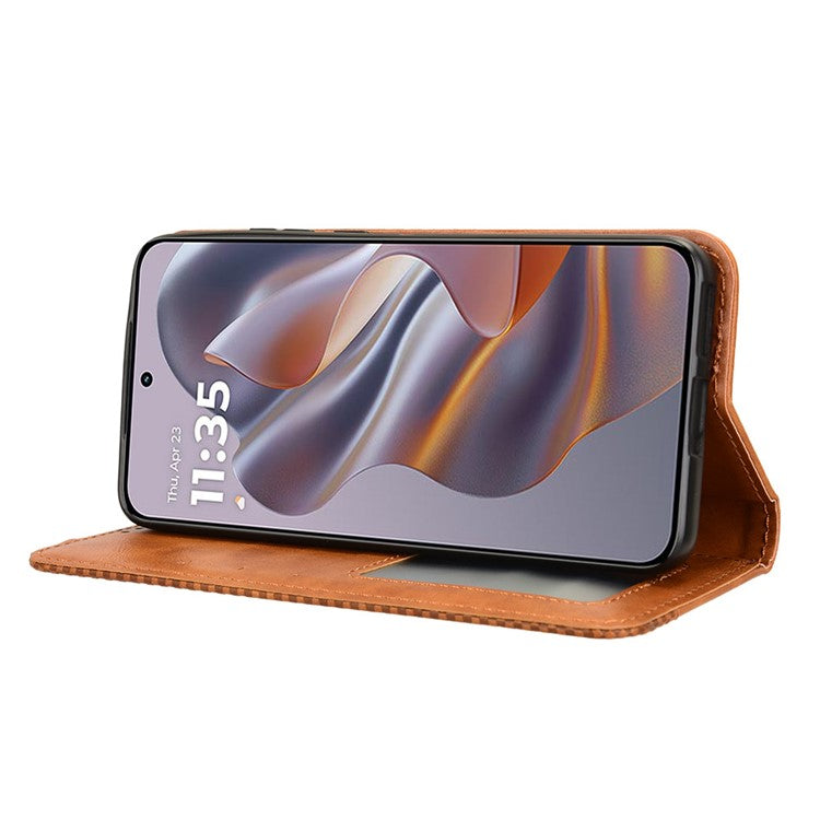 For Motorola Thinkphone 25 5G / Edge 50 Neo 5G / Moto S50 5G Leather Case Wallet Stand Retro Texture Phone Cover - Brown