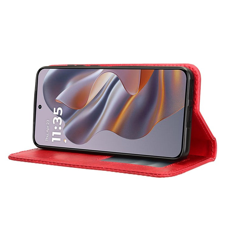 For Motorola Thinkphone 25 5G / Edge 50 Neo 5G / Moto S50 5G Leather Case Wallet Stand Retro Texture Phone Cover - Red