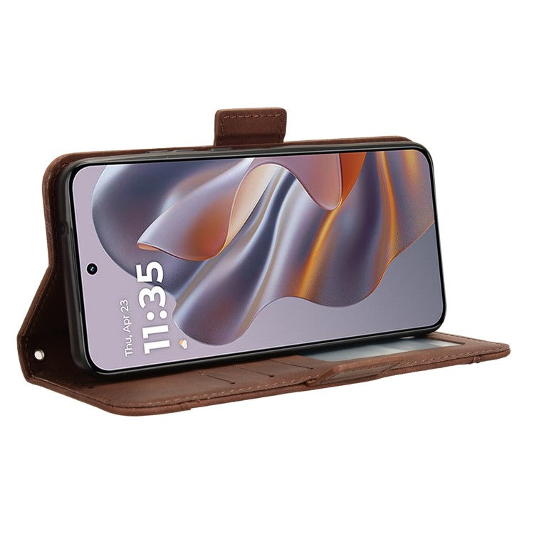 For Motorola Thinkphone 25 5G / Edge 50 Neo 5G / Moto S50 5G Leather Case Phone Wallet Cover with Multiple Card Slots - Brown