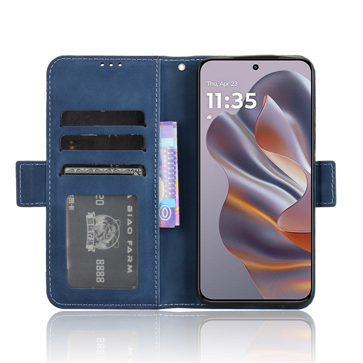 For Motorola Thinkphone 25 5G / Edge 50 Neo 5G / Moto S50 5G Leather Case Phone Wallet Cover with Multiple Card Slots - Blue