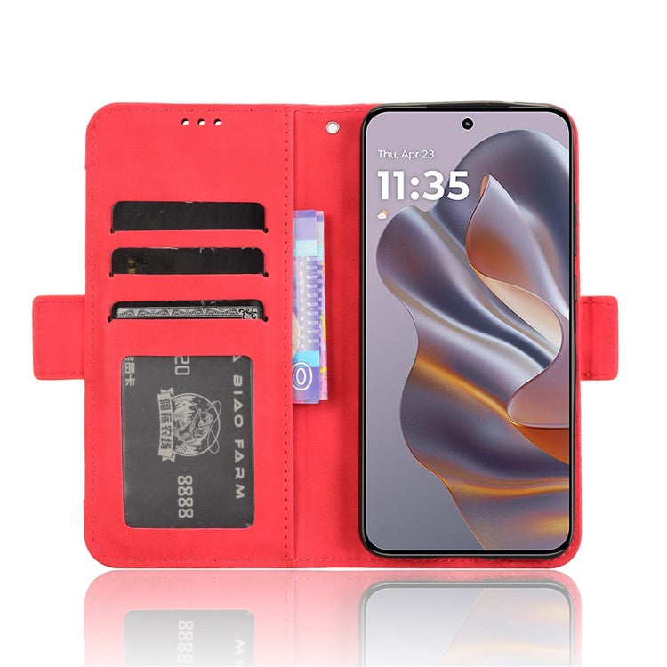 For Motorola Thinkphone 25 5G / Edge 50 Neo 5G / Moto S50 5G Leather Case Phone Wallet Cover with Multiple Card Slots - Red