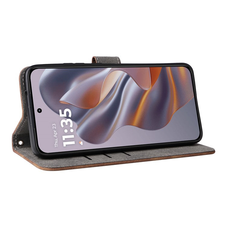 For Motorola Thinkphone 25 5G / Edge 50 Neo 5G / Moto S50 5G Wallet Case RFID Blocking PU Leather Cover Stand View - Brown