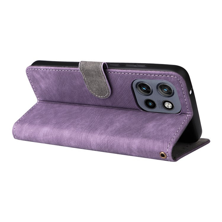 For Motorola Thinkphone 25 5G / Edge 50 Neo 5G / Moto S50 5G Wallet Case RFID Blocking PU Leather Cover Stand View - Purple